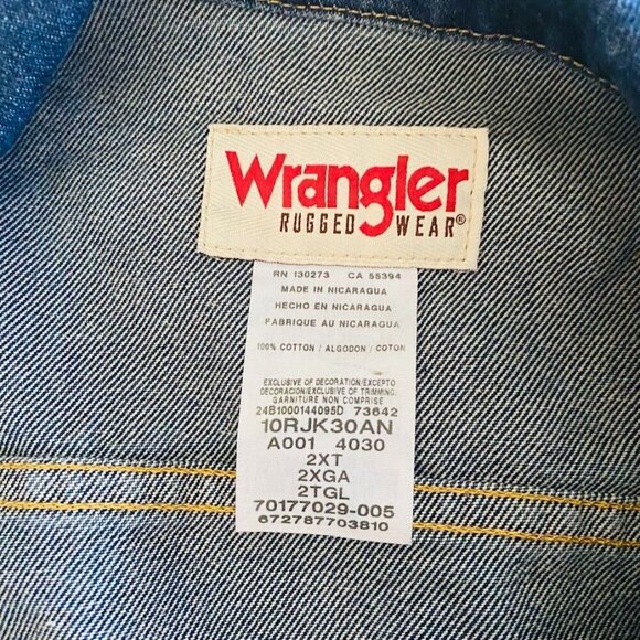 Wrangler Rugged Wear Men's Denim Jacket Blue Size 2XT - Picture 3 of 4